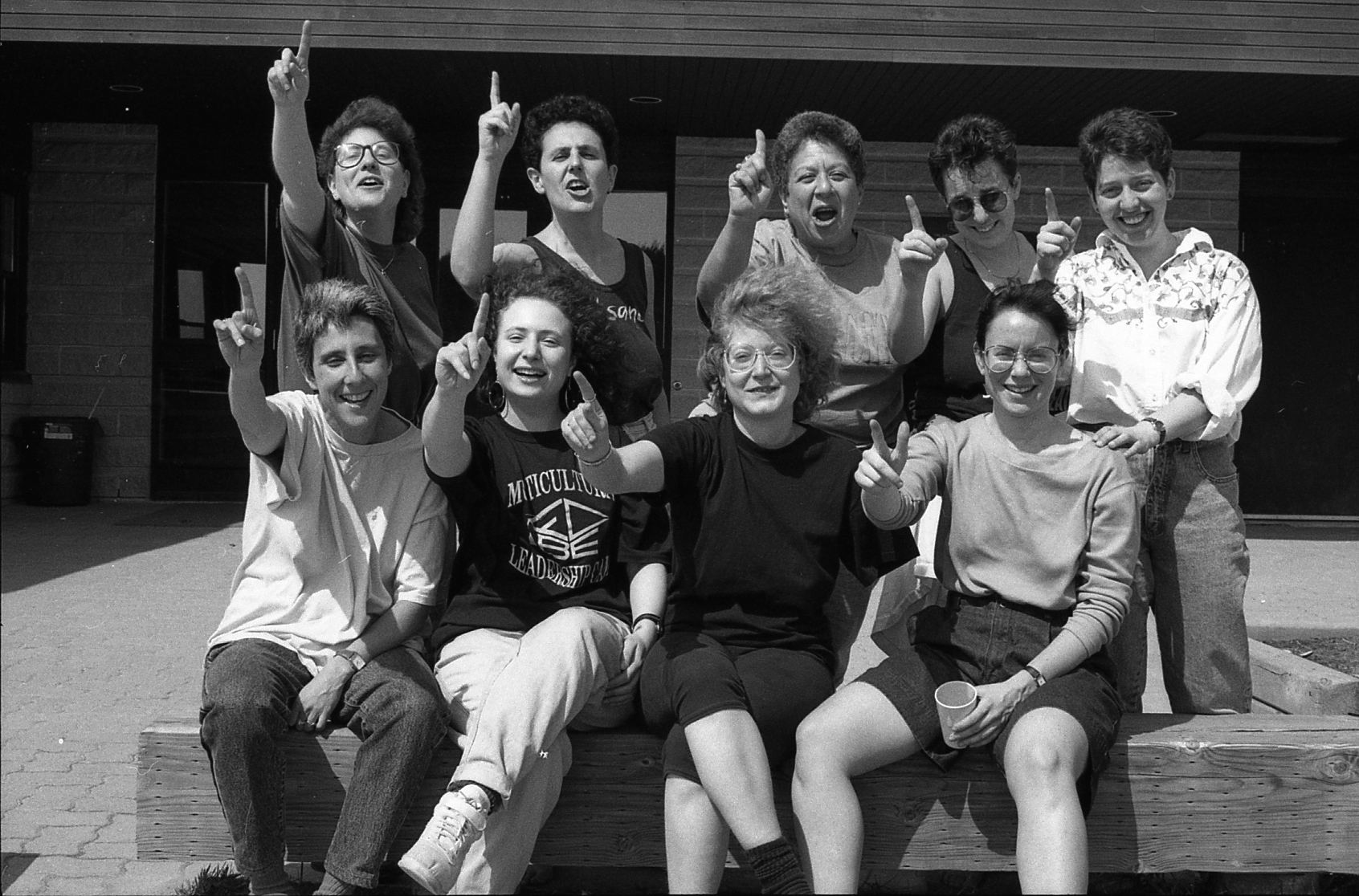 Taken at Jewish Women’s Committee to End the Occupation of the West Bank and Gaza (JWCEO) retreat in 1991. “One thing about our Jewish women's group is that we always have a lot to say...and just one more thing”. Back row: Lynn, Rachel Epstein, Natalie Laroche, Lo Fine, Jacquie Buncel. Front row: Lorie Rotenberg, Margarita Miniovich, Anita Block, Michelle Albert.