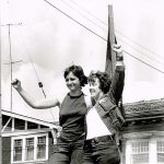 Feminist and left activists Deirdre Gallagher and Jackie Larkin at demonstration in early 1970s.