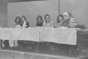 Panellists are featured speaking at the 1976 conference of the National Association of Women and the Law (NAWL) include Evelyn Gigantes, Lynne Kaye, Laurell Ritchie, Cathy Morrison and Helen Levine. The conference was held in Ottawa at the start of the United Nations Decade for Women.