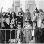 This group photo of the organizing team for the 1979 Bi-national Lesbian Conference held in Toronto was taken outside the Lesbian Organization of Toronto (LOOT).