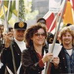 Feminist and union activist Deirdre Gallagher at Boycott Irwin Toy solidarity march in 1981. Women represented about two-thirds of the 114 United Steelworkers of America members at the Etobicoke factory where workers were on strike for a first contract.