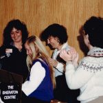 Frances Lankin, Janis Sarra, Deirdre Gallagher and unknown woman at a women's event and presentation during the 1982 OFL Convention.