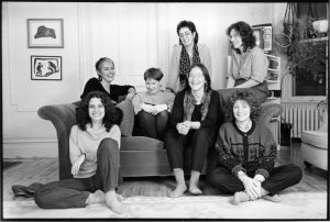 This photo of the members of Montreal Health Press appeared on the back cover of the French language handbook "Le Contrôle des Naissances" in 1986. Credit Judith Lermer Crawley.