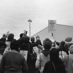 Women organized solidarity actions in support of the members of United Bank Workers on strike at CIBC VISA.