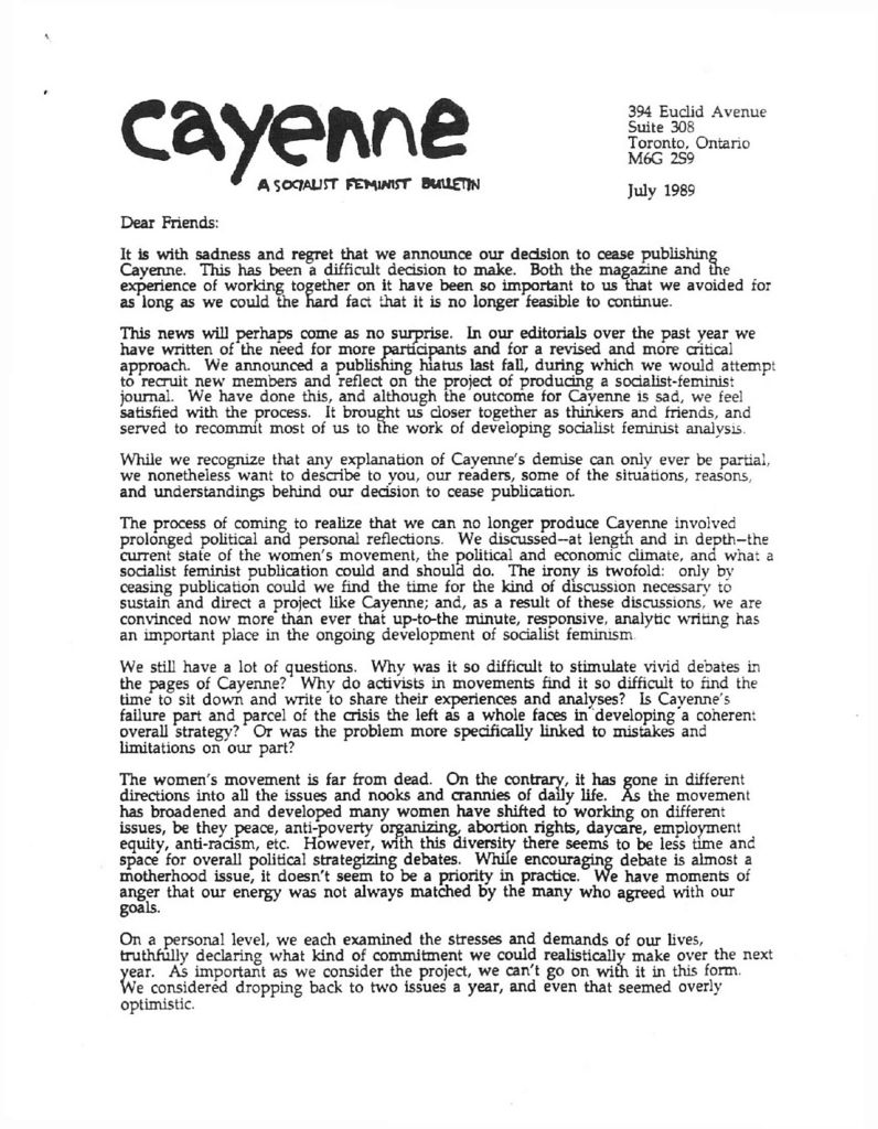 thumbnail of Cayenne – Goodbye Letter – July 1989