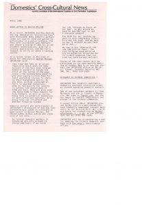 thumbnail of Domestics’ Cross-Cultural News – April 1986