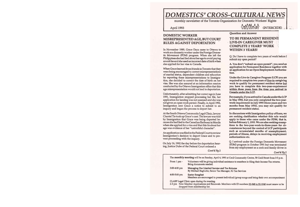 thumbnail of Domestics’ Cross-Cultural News – April 1993