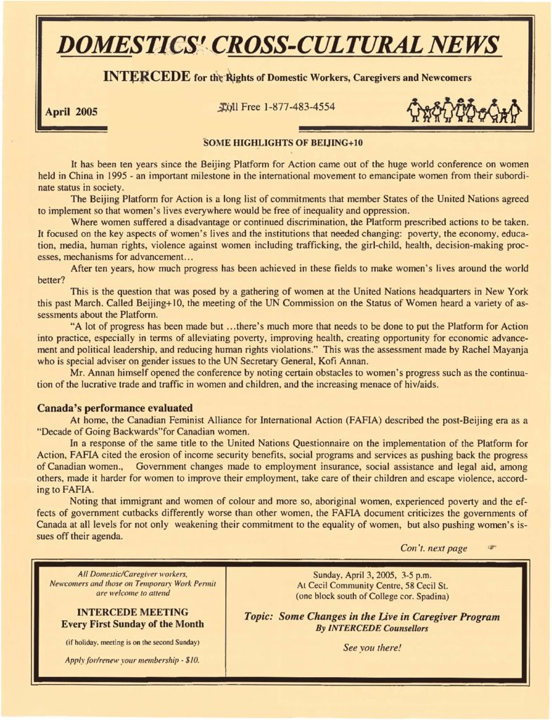 thumbnail of Domestics’ Cross-Cultural News – April 2005