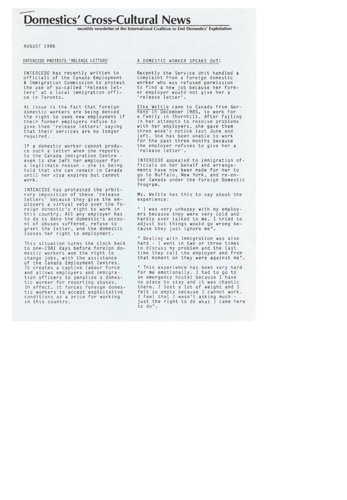 thumbnail of Domestics’ Cross-Cultural News – August 1986