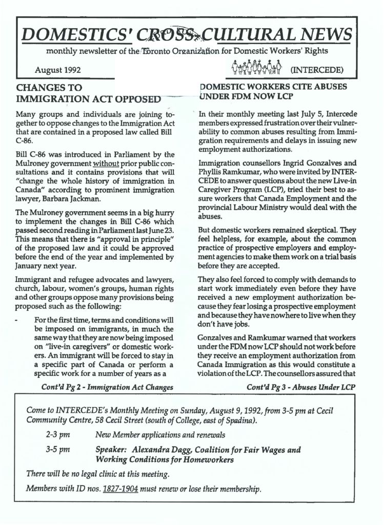 thumbnail of Domestics’ Cross-Cultural News – August 1992