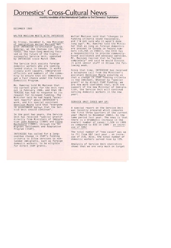 thumbnail of Domestics’ Cross-Cultural News – December 1985