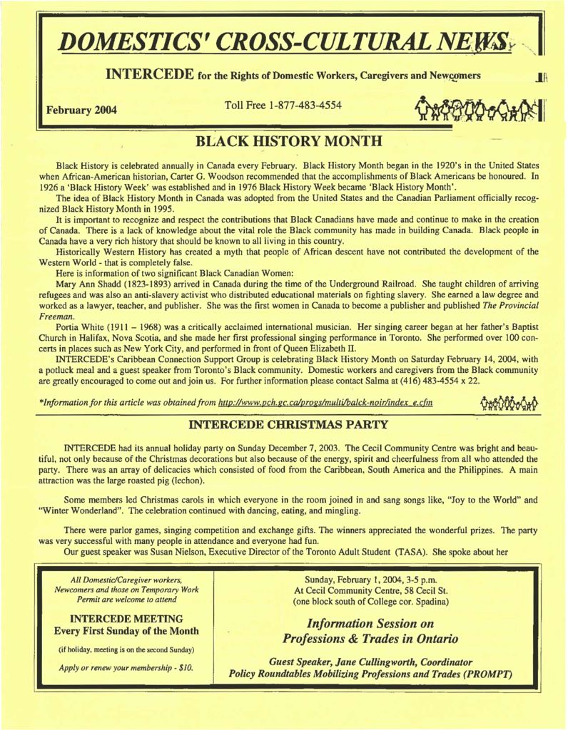 thumbnail of Domestics’ Cross-Cultural News – February 2004