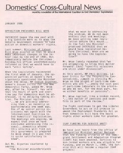 thumbnail of Domestics’ Cross-Cultural News – January 1986