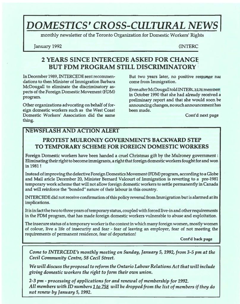 thumbnail of Domestics’ Cross-Cultural News – January 1992