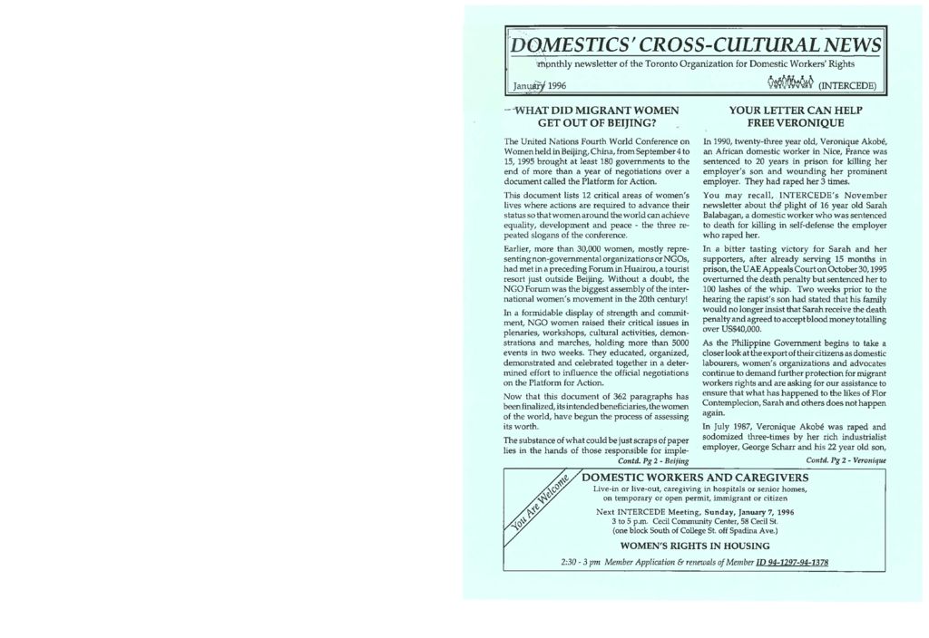thumbnail of Domestics’ Cross-Cultural News – January 1996