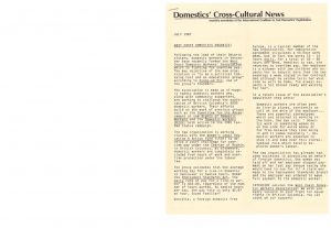 thumbnail of Domestics’ Cross-Cultural News – July 1987