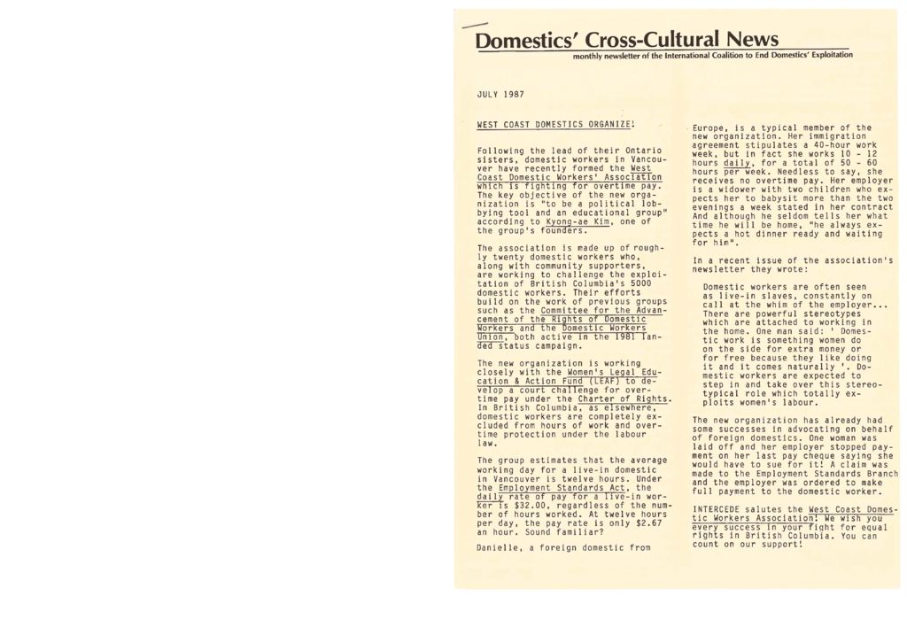 thumbnail of Domestics’ Cross-Cultural News – July 1987