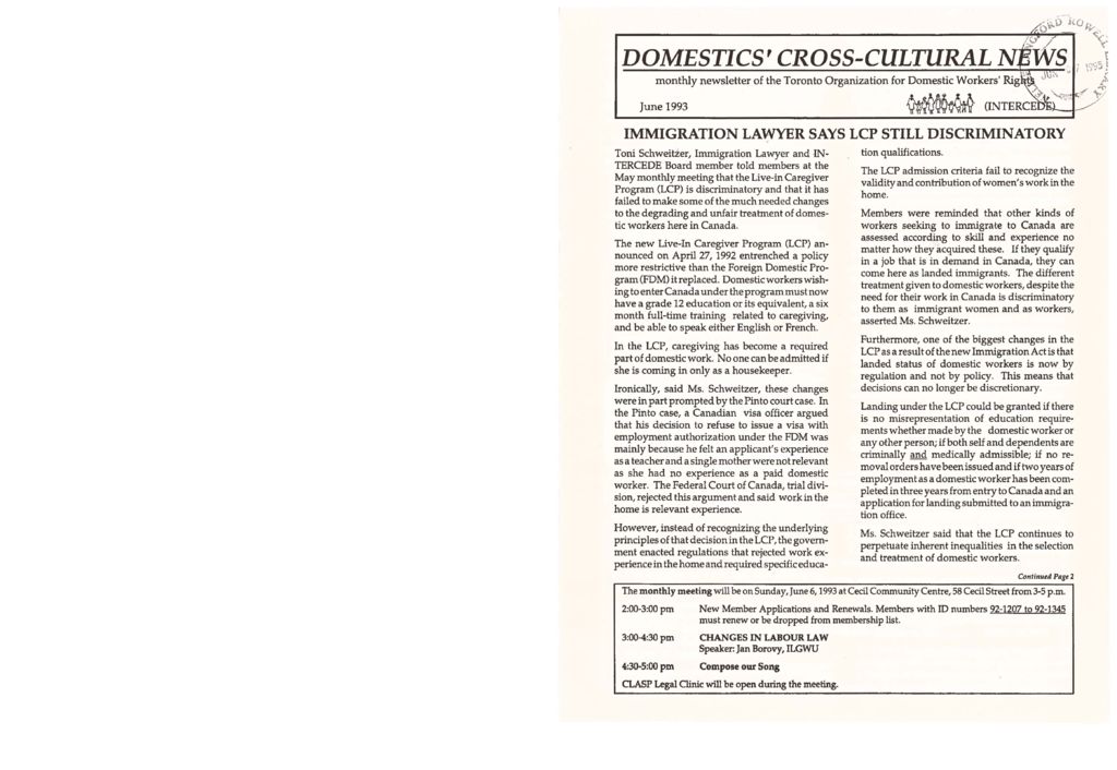 thumbnail of Domestics’ Cross-Cultural News – June 1993