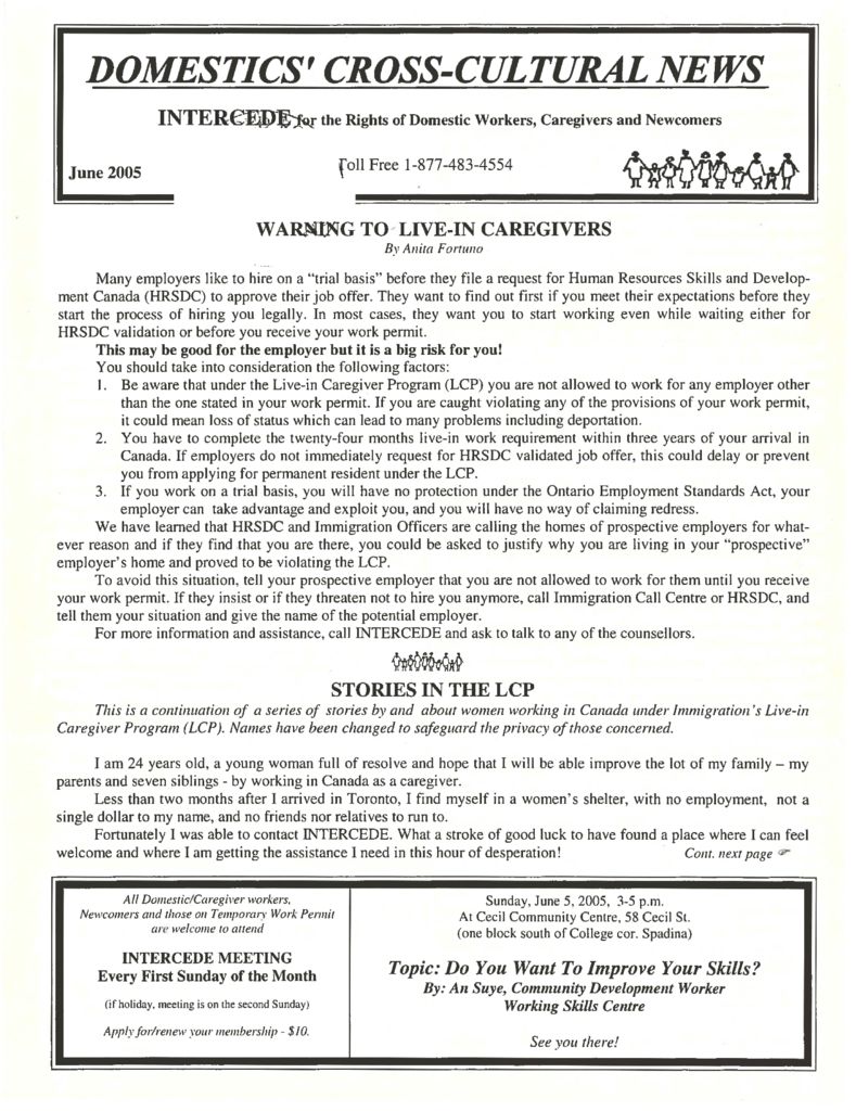 thumbnail of Domestics’ Cross-Cultural News – June 2005