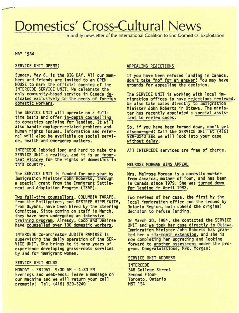 thumbnail of Domestics’ Cross-Cultural News – May 1984