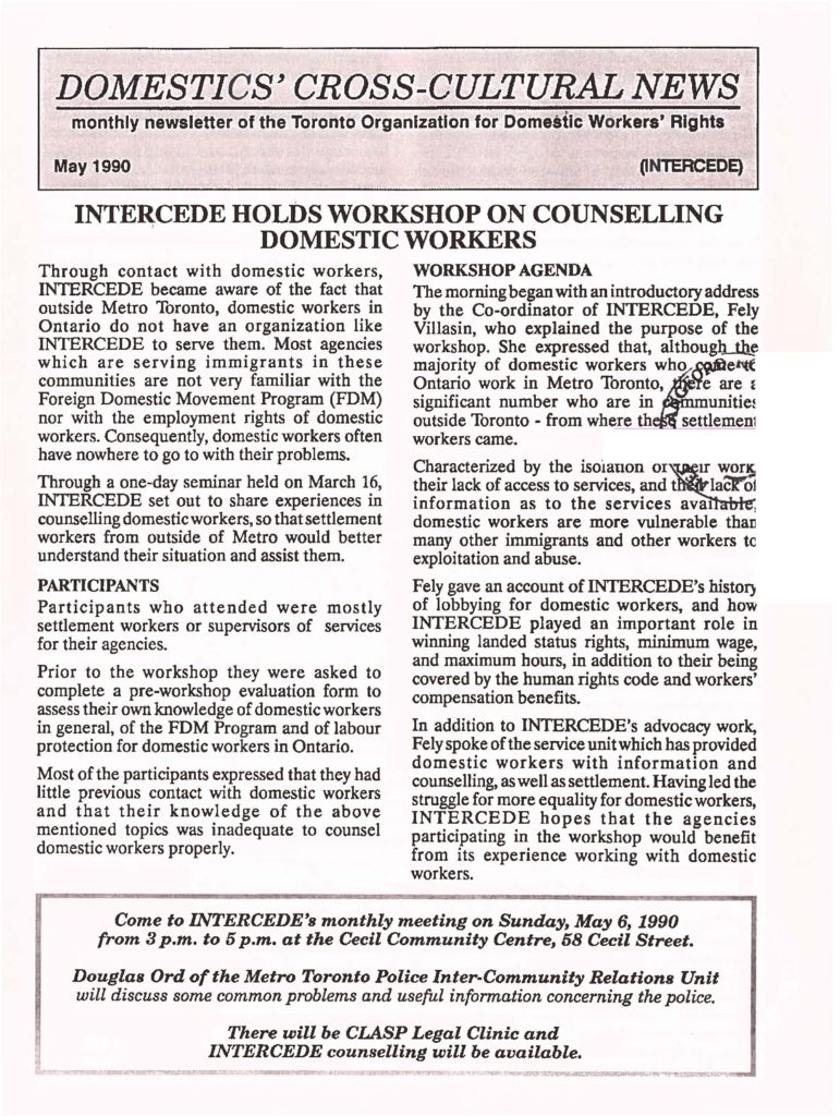 thumbnail of Domestics’ Cross-Cultural News – May 1990