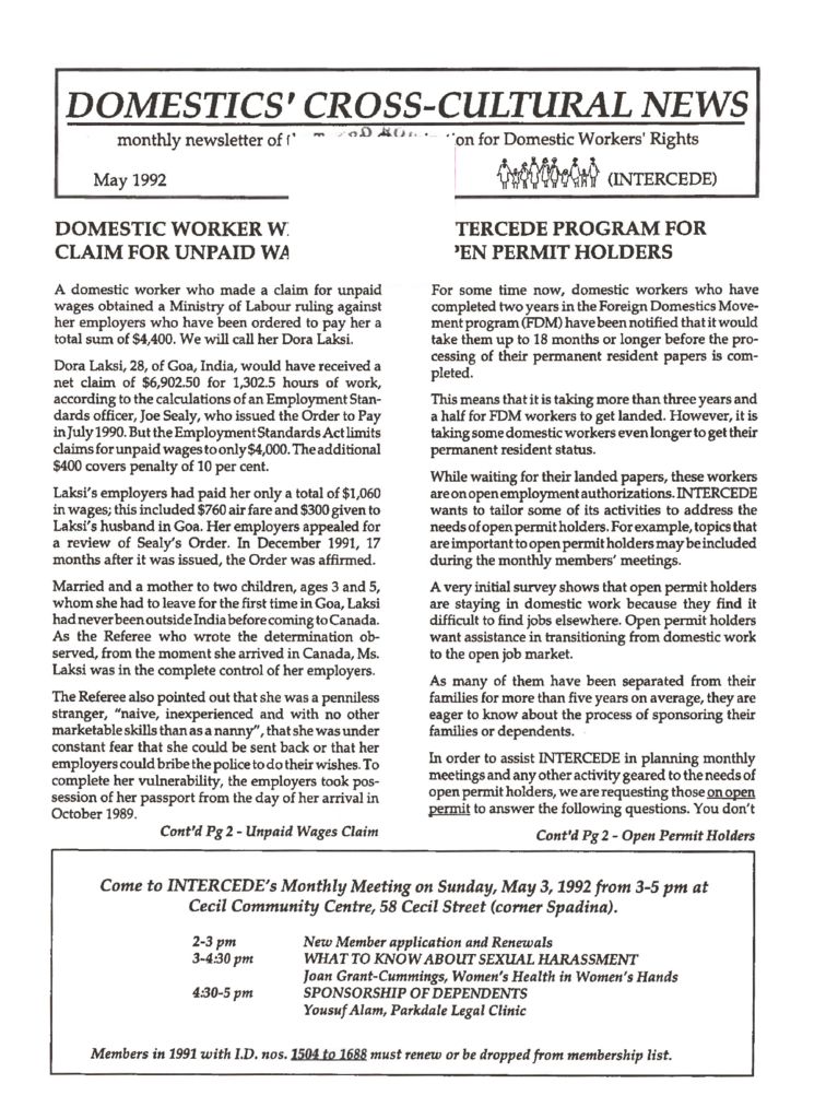 thumbnail of Domestics’ Cross-Cultural News – May 1992