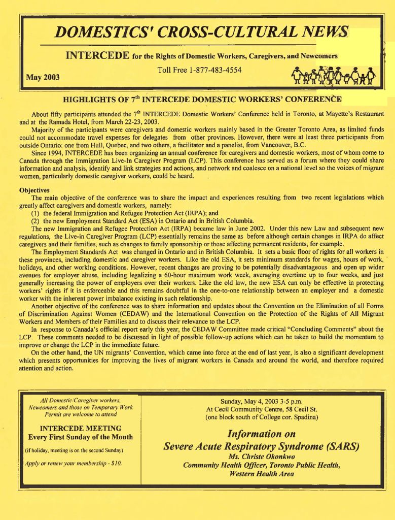 thumbnail of Domestics’ Cross-Cultural News – May 2003