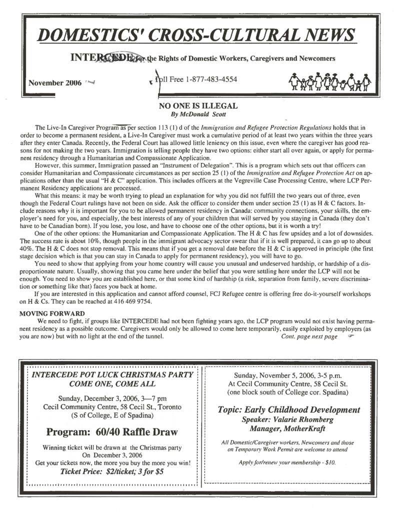 thumbnail of Domestics’ Cross-Cultural News – November 2006