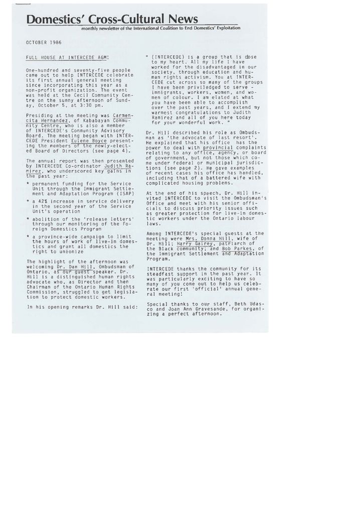 thumbnail of Domestics’ Cross-Cultural News – October 1986