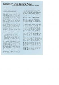 thumbnail of Domestics’ Cross-Cultural News – September 1986