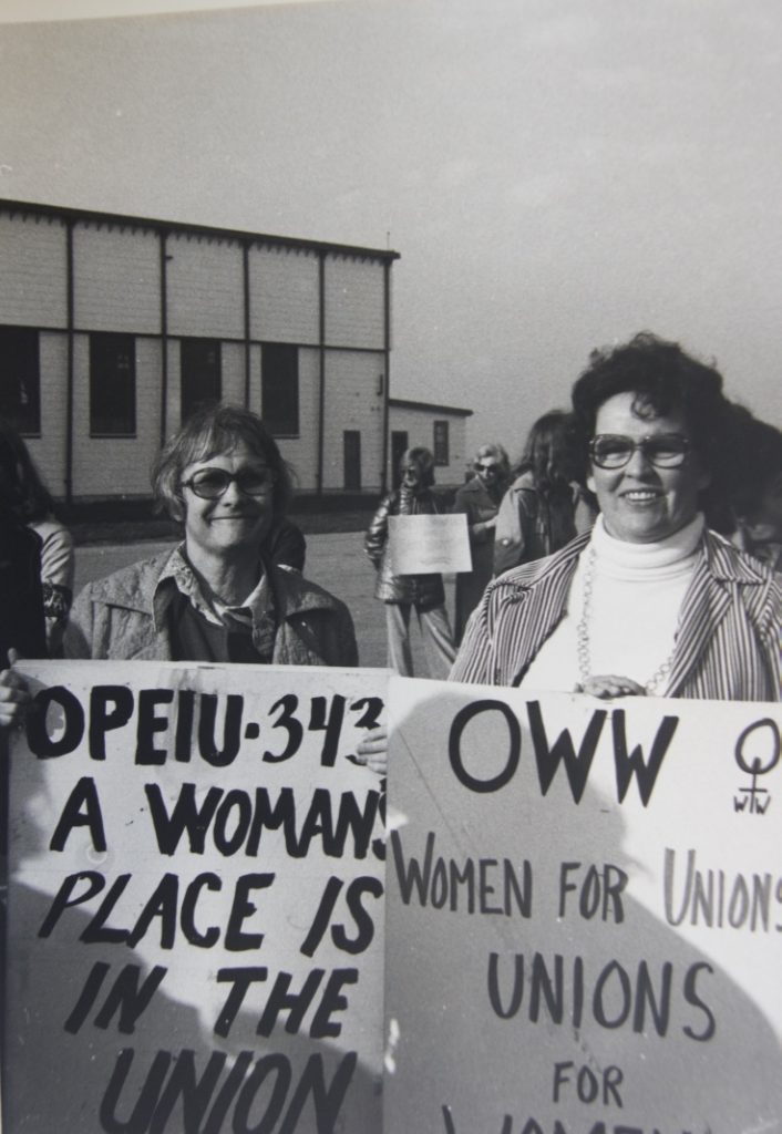 Executive Member Joyce Rosenthal joins Women's Solidarity Action organized for Fleck women striking for first contract.