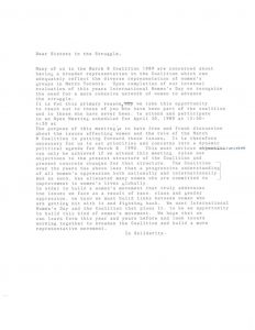 thumbnail of Open Letter to March 8th Coalition (Toronto) – 1989