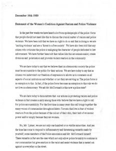 thumbnail of Statement of Women’s Coalition Against Racism & Police Violence-December 1989Toronto