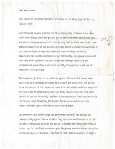 thumbnail of Rally Against Racism Statement – February 1989