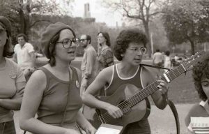 The Red Berets perform at Control of Our Bodies Rally, Queen's Park (Toronto), May 16, 1982.