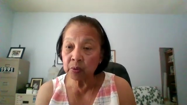 A still of Martha Ocampo from the video Filipina Activists/Organizing Domestic Workers: Intercede