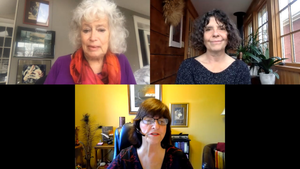 A still from the video interview with Sue Colley, Debbie Field and Cathy Mulroy