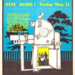 Undated poster for Press Gang's "At Home" benefit, offering a Friday night to oneself at home for the price of $2.99.