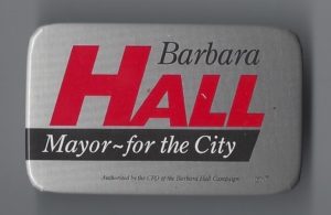 A lawyer and social activist, Barbara Hall was elected as Mayor of the pre-amalgamation City of Toronto in 1994, but in 1997, lost the election to Mel Lastman, the first Mayor of the new mega-city.