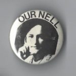 Undated button with photo of Nellie McClung.