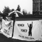 The theme of the Ottawa Rape Crisis Centre's banner is "Women Power." The Banner Project asked women's groups across Canada to produce a protest banner that would become part of a huge banner in Ottawa. The goal was to show the strength and solidarity of women during the Third Commonwealth meeting of Ministers Responsible for Women’s Affairs in October 1990.