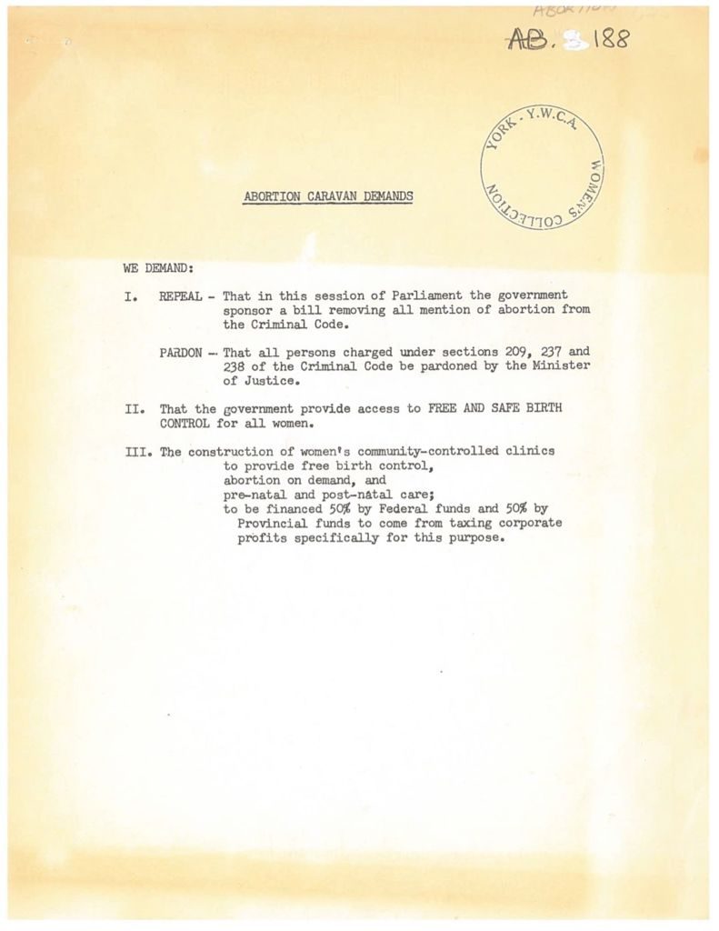 thumbnail of Abortion Caravan Demands and Brief (May 1970)