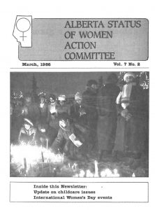 thumbnail of Alberta Status of Women Action Committee Newsletter – Vol. 7, No. 2 – March 1986