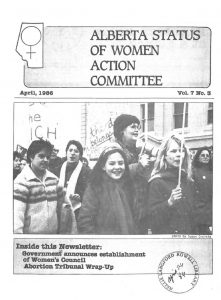 thumbnail of Alberta Status of Women Action Committee Newsletter – Vol. 7, No. 3 – April 1986