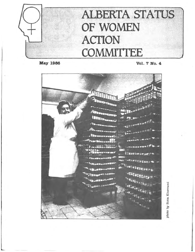 thumbnail of Alberta Status of Women Action Committee Newsletter – Vol. 7, No. 4 – May 1986