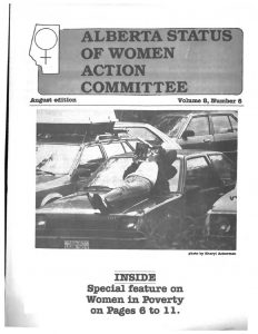 thumbnail of Alberta Status of Women Action Committee Newsletter – Vol. 8, No. 6 – August 1987