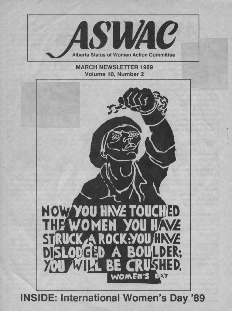 thumbnail of Alberta Status of Women Action Committee Newsletter – Vol. 10, No. 2 – March 1989