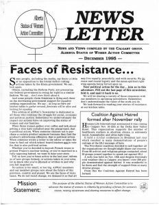 thumbnail of Alberta Status of Women Action Committee Newsletter – December 1995