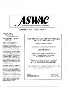 thumbnail of Alberta Status of Women Action Committee Newsletter – January 1991