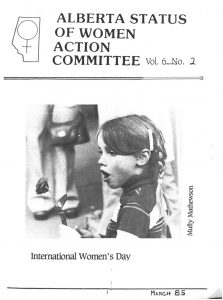 thumbnail of Alberta Status of Women Action Committee Newsletter – Vol. 6, No. 2 – March 1985